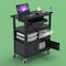 Luxor Teacher Deluxe Cart  32" x 18" - Locking Cabinet, Storage Bins, Keyboard Tray, Hooks, Cup Holder ECMBSKBC-B - alternate 2